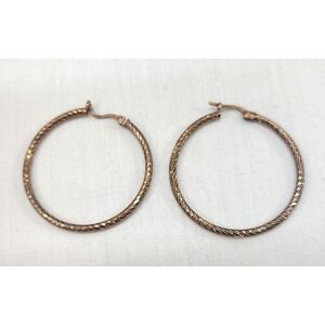 Dyadema Italy 925 Gold On Sterling Silver Textured Hoop Earrings